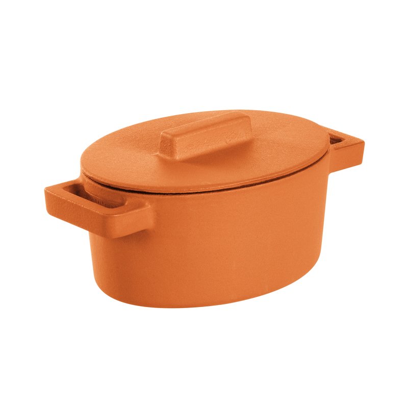 Mini oval saucepot with lid - TerraCotto