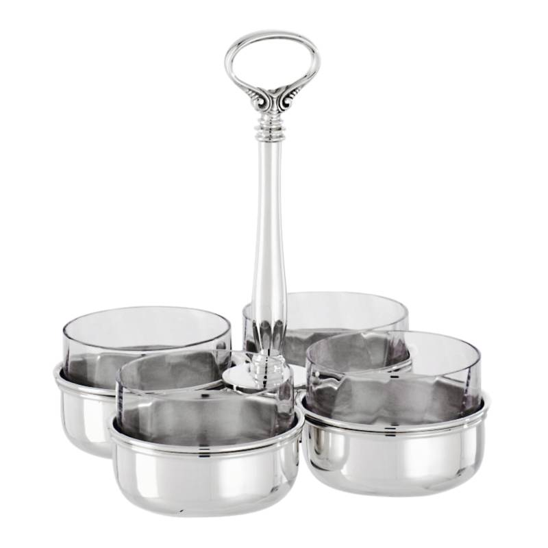 Relish dish, 4 compartments with crystal - Contour